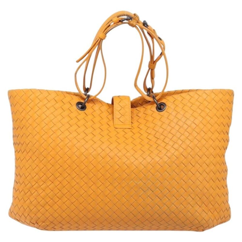 Bottega Veneta Capri Intrecciato Nappa Orange Leather Tote Bag Bag